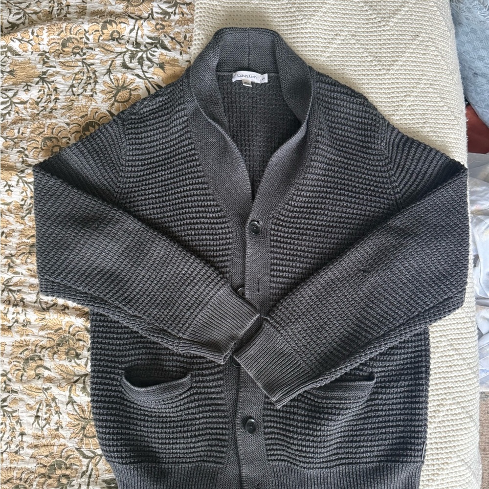 Calvin Klein Charcoal Textured Cardigan